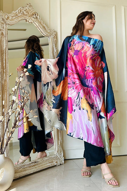 Black Satin Print Fusion Set